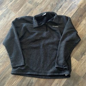 Charcoal gray large Columbia quarter zip sweater.
